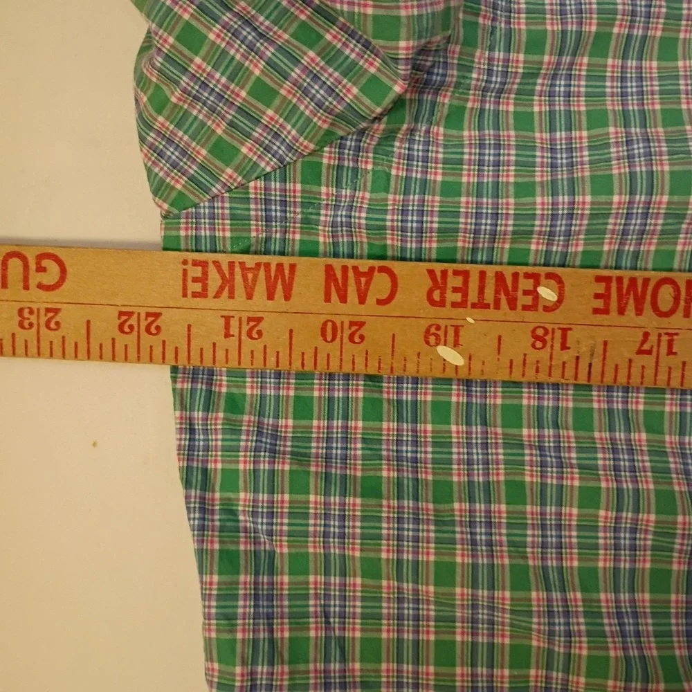 Polo Ralph Lauren Shirt Men Medium Green Pink Plaid Button Down Long Sleeve Pony